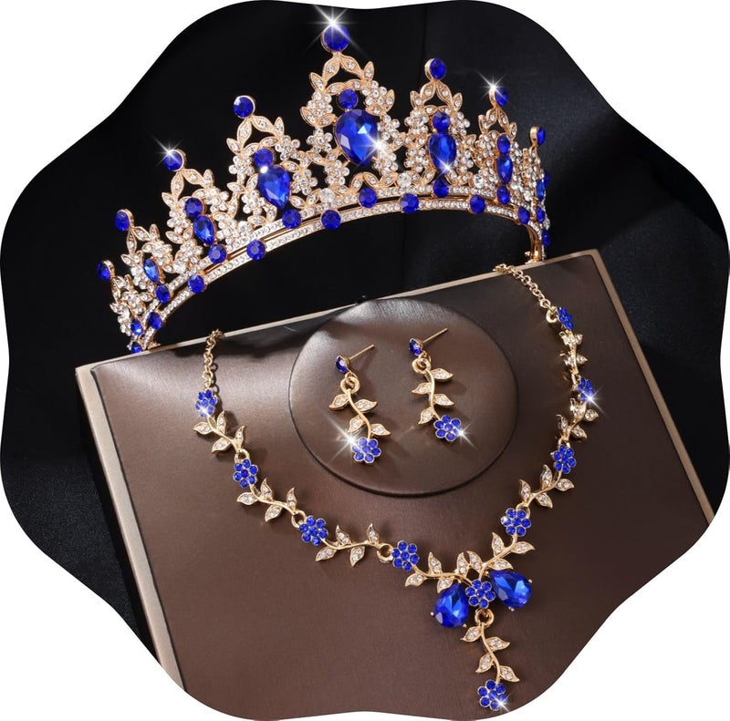 Kamirola Tiaras and Crowns for Women,Tiaras Earrings Necklace, Crystal Bridal Jewelry Set, Costume Party Halloween Prom Pageant Jewelry for Women(TR45) - Image 1